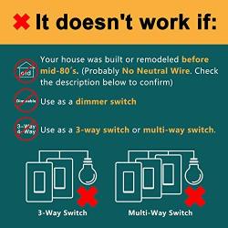Smart Switch 4 Pack, Treatlife 2.4Ghz Smart Light Switch WiFi Light Switch Single-Pole, Neutral Wire Required, Works with Alexa and Google Home, Smart Home Remote Control, FCC/ETL Listed
