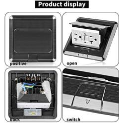 Vagueior Pop-Up Floor Box Kit, 20A Tamper-Weather Resistant Receptacle GFCI Outlet, Corrosive Resistant Hardware, Black