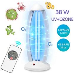UV Light Sanitizer, UVC Disinfection Lamp, Remote Control Germicidal Lamp Steriliser Light Ultraviolet Ozone Sterilization for Home Kills 99% of Germs Viruses,38W
