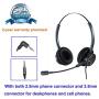 Phone Headset with 2.5mm & 3.5mm Connector for Deskphone Cell Phone PC Laptop, CallCenter Office Headset with Microphone Noise Canceling for Panasonic AT&T Vtech Cordless DECT Phone for Polycom