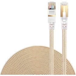 Cat 7 Ethernet Cable, DanYee 1.6FT 2 Packs Nylon CAT7 High Speed Professional Gold Plated Plug STP Wires CAT 7 RJ45 Ethernet Cable 3FT 10FT 15FT 26FT 50FT 66FT 100FT (Gold 1.6ft)