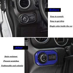 Front Light ABS Decor Cover Trim Interior Accessories Headlight Switch Button Trim for Jeep Wrangler JL JLU Gladiator JT 2018-2021 (Blue)
