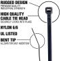 Cambridge ZipIts Cable Ties 8-in 40 Lb Standard Duty Self Locking UV Resistant Black Zip Ties, 100 Pack, UL Listed, Contractor Quality and Strength