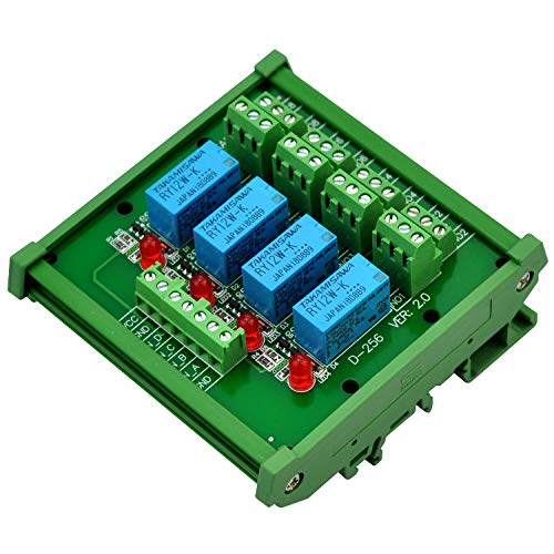 Electronics-Salon DIN Rail Mount 4 DPDT Signal Relay Interface Module, DC 12V Version.