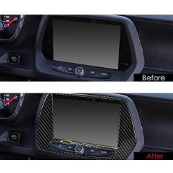 1 Piece Black Carbon Fiber 7'' Radio Screen Navigation Panel Trim Cover Decal Sticker for Chevrolet Camaro 2016-Present Accessories