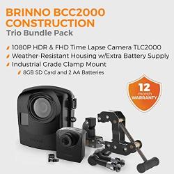 Brinno BCC2000 | Construction & Outdoor Security Time Lapse Camera Trio Bundle Pack | Includes: TLC2000 Camera, Industrial Clamp, & Weather-Resistant Case | 1-Year Battery Life | 1080P