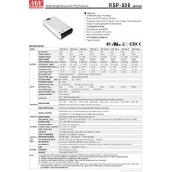 MEAN WELL RSP-500-48 AC to DC Switching Enclosed Power Supply Single Output with PFC Function 48V 10.5A 504W