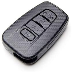 TANGSEN Smart Key Fob Case for TOYOTA AVALON CAMRY COROLLA HATCHBACK C-HR PRIUS PRIME RAV4 2 3 4 Button Keyless Entry Remote Personalized Protective Cover Plastic 3D Carbon Fiber Emboss