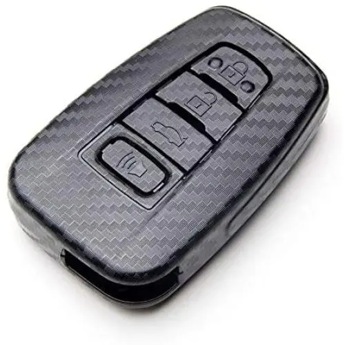 TANGSEN Smart Key Fob Case for TOYOTA AVALON CAMRY COROLLA HATCHBACK C-HR PRIUS PRIME RAV4 2 3 4 Button Keyless Entry Remote Personalized Protective Cover Plastic 3D Carbon Fiber Emboss