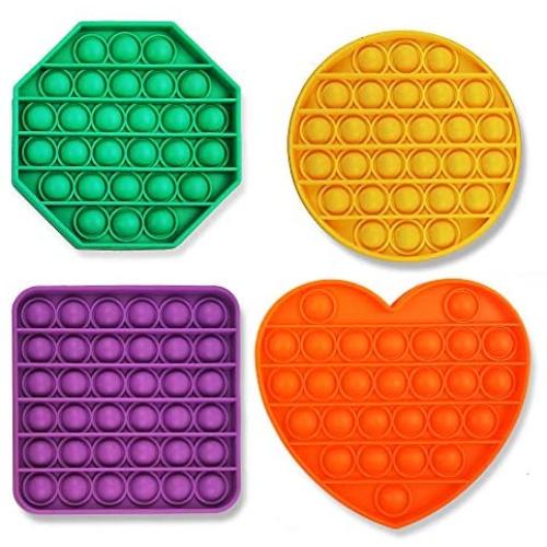 Push Pop Bubble Fidget Toy - Autism Special Needs Stress Reliever Silicone Stress Reliever Toy，Squeeze Sensory Toy for Kids (4 Pack)