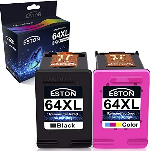 ESTON Remanufactured Replacements for HP 64XL Black & Tri-Color Ink Cartridges, 2 Cartridges (N9J91AN N9J92AN) for HP Envy Photo 6252 6255 6258 7155 7158 7164 7855
