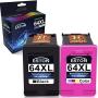 ESTON Remanufactured Replacements for HP 64XL Black & Tri-Color Ink Cartridges, 2 Cartridges (N9J91AN N9J92AN) for HP Envy Photo 6252 6255 6258 7155 7158 7164 7855