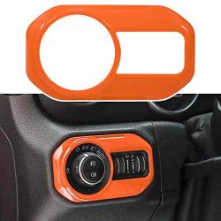 Front Light ABS Decor Cover Trim Interior Accessories Headlight Switch Button Trim for Jeep Wrangler JL JLU Gladiator JT 2018-2021 (Orange)