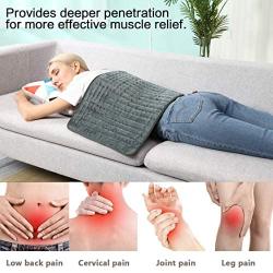 30'' x 16'' Heating Pad, Electric Heating Pad for Moist & Dry Heat, 6 Electric Temperature Options, 4 Temperature Settings-Auto Shut Off -Machine Washable-King Size Heated Pad