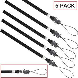 YOUOWO Wrist Lanyard Detachable Lanyards Hand for USB Flash Drive Cell Phone Key iPod Mp3 mp4 ID Card Badge and Other Small Electronic Devices Phone Charms 5 Pack Nylon (Black)