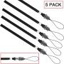 YOUOWO Wrist Lanyard Detachable Lanyards Hand for USB Flash Drive Cell Phone Key iPod Mp3 mp4 ID Card Badge and Other Small Electronic Devices Phone Charms 5 Pack Nylon (Black)