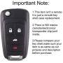 Heart Horse 4 Buttons Remote Flip Folding Key Shell Case Fob for Chevy Camaro Cruze Equinox Malibu Sonic Impala/GMC Terrain/Buick Allure Encore Lacrosse Regal Verano/Opel Keyless Entry Remote Key Fob