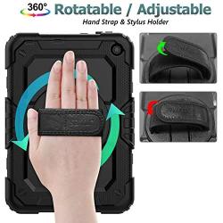 SEYMAC Stock Case for Amazon Fire HD 8/8Plus (10th Generation 2020 ), Shock-Proof Case with [360 Degree Rotating Stand] Hand Strap[Pen Holder][Screen Protector] for Fire HD 8/8 Plus 10th 2020 (Black)