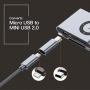 Micro USB to Mini USB 2.0 Adapter, (2-Pack) Micro USB Female to Mini USB 2.0 Male Convert Connector Support Charge & Data Sync Compatible PS3 Controller, MP3 Player, Dash Cam, Digital Camera, Hero 3+