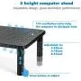 Urban Deco Computer Monitor Stand Riser 3 Height Adjustable Monitor Riser, Metal Rust-proof Desk Monitor Stand for Laptop/Printer/PC, 50Lbs Loading Capacity Pc Desktop Monitor Stand (BlACK-1pack)