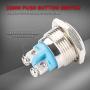 DaierTek 2pcs 16mm Round Momentary Push Button Switch Waterproof Chrome Metal 1NO SPST DC/AC Screw Terminals Flat Button for Doorbell Handlebar