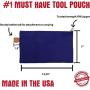 Canvas Products Group - Made in The USA – Tool Pouch Zipper Bag - Utility Multipurpose Organizer Bag, Small Tool Storage, Leather Tab for Clip On 12.25” x 7” CPG