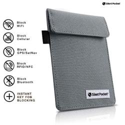 Silent Pocket Signal Blocking Faraday Key Fob Case - Car Anti Theft Device Shielding Against All Signal Types, Including RFID Blocking & Durable Faraday Bag, Fits Most Car Keyfobs (Charcoal Grey)