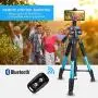 UBeesize 60-inch Camera Tripod, 5kg/11lb Load TR60 Load Portable Lightweight Aluminum Travel Tripod with Carry Bag & Bluetooth Remote, for DSLR Cameras Compatible with iPhone & Android Phone (Blue)