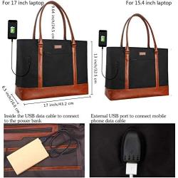Woman Laptop Tote Bag,USB Teacher Bag Large Work Bag Purse Fits 17 in Laptop