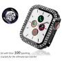 Fullife Compatible for Apple Watch Case Screen Protector 42mm, Bling Crystal Full Cover Tempered Glass Protective Case Compatible for Apple Watch Series 6/5/4/3/2/1 38mm 40mm 42mm 44mm, Black