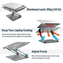 Laptop Stand for Desk - Adjustable Height Laptop Holder, Aluminum Laptop Riser with Heat-Vent, Computer Stand Compatible with All HP, Dell, MacBook Laptop (Grey)
