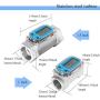 Epidioxi Turbine Flow Meter Electronic Digital Flow-Meter Stainless Steel Liquid Water Diesel Gasoline Methanol Kerosene Oil (2 inch Internal Thread Gauge)