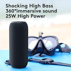 SANAG Portable Bluetooth Speaker, 360 HD Surround Loud Sound and Deep Bass, 25W Wireless Stereo Dual Pairing, IPX7 Waterproof, Bluetooth 5.0, Outdoor, Camping, 24-Hour Playtime Speaker（Black）