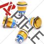 APIELE 16mm Momentary Push Button Switch High Round Cap Waterproof Aluminum Shell High Flush Screw Terminals 250V AC 5A 12V 36V DC 2A 1NO SPST (Yellow)