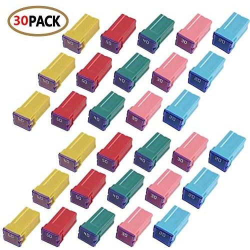 30 pc Automotive TALL/STANDARD PROFILE JCASE Box Shaped Fuse Kit for Ford, Chevy/GM, Nissan, and Toyota Pickup Trucks, Cars and SUVs