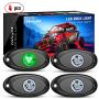 Nilight LED Rock Light 4PCS Green Light Pods Waterproof Under Body Wheel Well Light Exterior Interior Lights for Car Truck Pickups ATV UTV SUV Motorcycle Boat, 2 Years Warranty