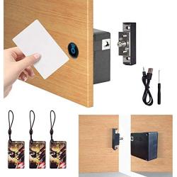 TAKHRWOD Electronic Cabinet Lock, with USB Hidden Magnetic Lock and RFID Locks for Hidden Gun Cabinets Wooden Pantry Cabinet Drawer Storage Magnetic Card Door Lock Key Fob Lock Key Card Lock Black