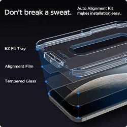 Spigen Tempered Glass Screen Protector [Glas.tR EZ Fit] designed for iPhone 12 (2020) / iPhone 12 Pro (2020) [Case Friendly] - 2 Pack