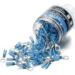 150PCS Heat Shrink Ring Connectors 3/8'' Blue 16-14 AWG - Sopoby Crimp Electrical Ring Connectors - Heat Shrink Connector Kit - Automotive, Marine, Audio, Industrial