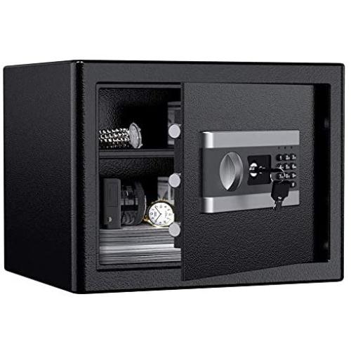 ETE ETMATE Safe Security Box, Digital Keypad and Key Lock for Cash Money Jewelry, Fireproof Waterproof Safe Cabinet with Induction Light（1.0cub）