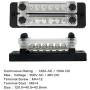 2 Row Terminal Grounding Bus Bar with 2 Studs 6 Groundings Per Row Marine Ground Power Distribution Terminal Block with Cover
