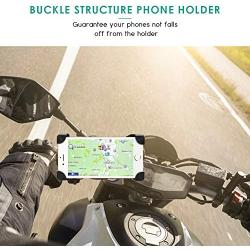 Leagway Motorcycle Phone Holder, Motorcycle Motorbike Phone Mount Holder Handlebar for 3.5-6.5 inch iPhone 8 7 6 6s 7Plus 5 5s, Samsung Galaxy S5 S6 S7 S8 Smartphones, 360 Degree Rotation (Black)
