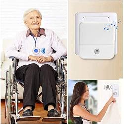 Wireless Caregiver Pager Call Button Personal Alert Panic Button for Home Elderly Patient Nurses Seniors Disabilities 2 Receivers 2 Waterproof Transmitters