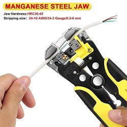 Wire Stripper 24-10 AW/ 34-3 Gauge/ 0.2-6 mm, Dromild Automatic Wire Stripping Tool, 8 Inch Self-adjusting Wire Stripper, 3 in 1 Wire Stripping Pliers for Wire Stripping, Cutting, Crimping
