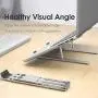 Licheers Portable Laptop Stand, Ultra-Thin Light Weight Desktop Notebook Holder Riser, Aluminum Adjustable Eye-Level Ergonomic Height Compatible with All Laptops
