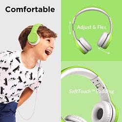 LilGadgets Connect+ Kids Premium Volume Limited Wired Headphones with SharePort and Inline Microphone (Children, Toddlers) - Green