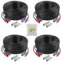 ANNKE 4 Pack 30M/100ft All-in-One Video Power Cables, BNC Extension Surveillance Camera Cables for CCTV Security DVR System Installation, Free BNC RCA Connector and 100pcs Cable Clips Included (Black)