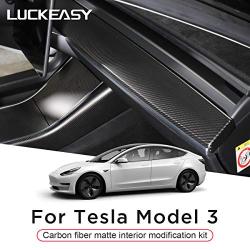 LUCKEASY for Tesla Model 3 2017-2020 Car Central Control True Carbon Fiber Instrument Panel (Carbon Matt) 2pcs/Set