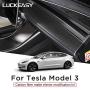 LUCKEASY for Tesla Model 3 2017-2020 Car Central Control True Carbon Fiber Instrument Panel (Carbon Matt) 2pcs/Set