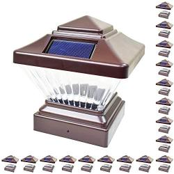 18 Pack Brown Outdoor Garden 4 x 4 Solar LED Post Deck Cap Square Fence Light Landscape Lamp Lawn PVC Vinyl Wood